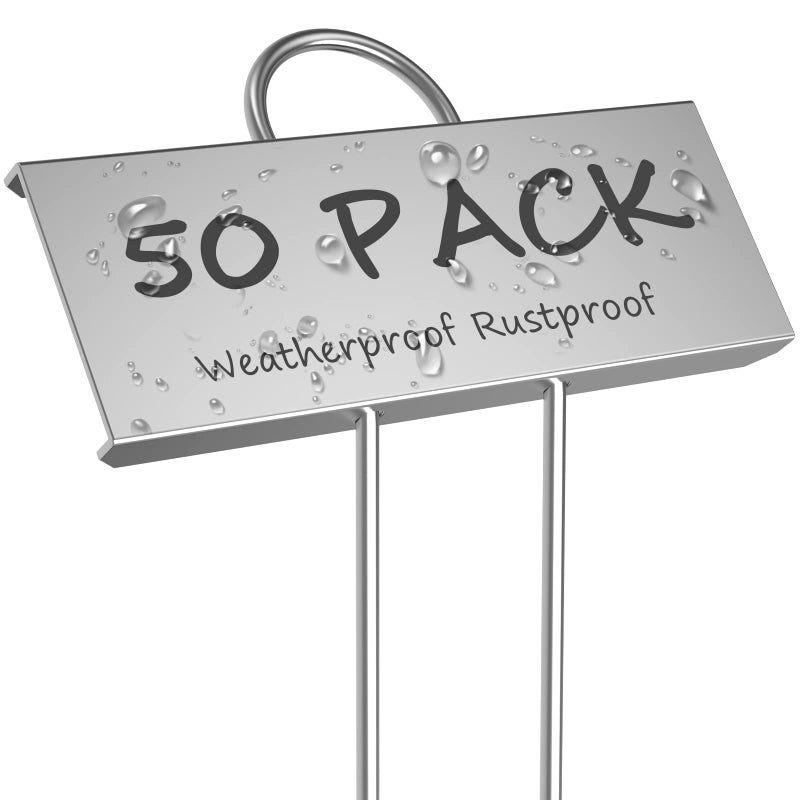 startostar 50-Pack Metal Plant Labels Weatherproof Garden Markers,Height 10.6'', Label Area 3.5''X 1.2'' Reusable Nursery Tags for Vegetables Herb Flower Seed Greenhouse - Zinc - Image 1